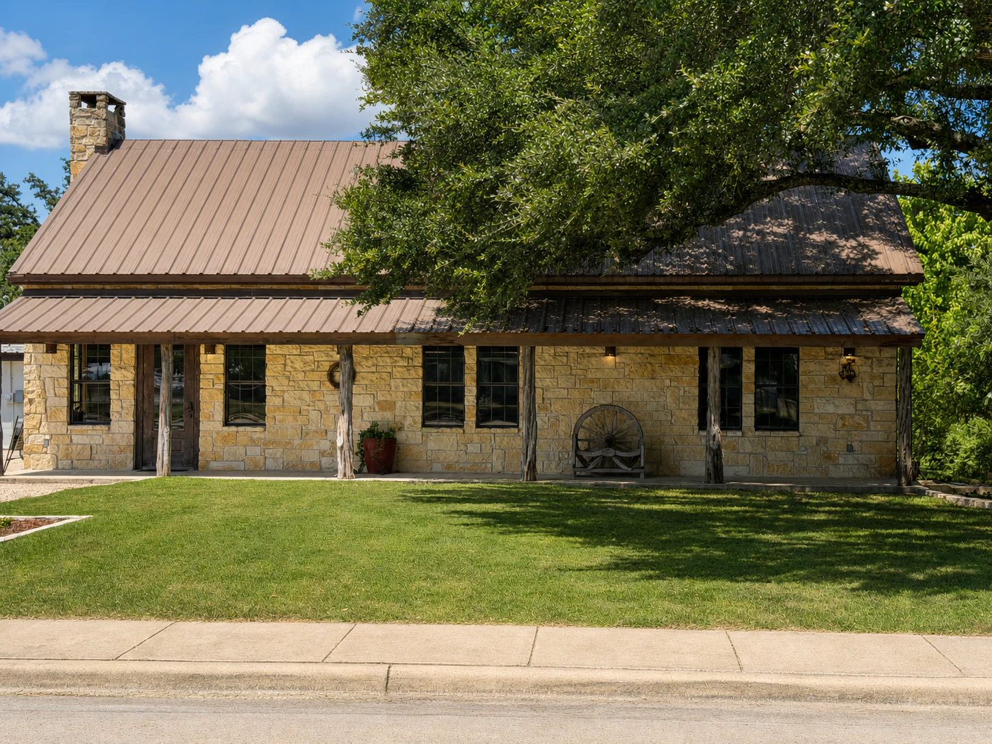 Western Hill Country Realty's limestone office in Rocksprings, Texas
